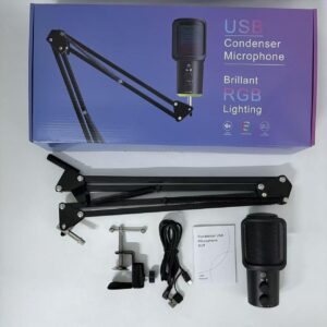 USB Condenser Microphone with RGB Lighting